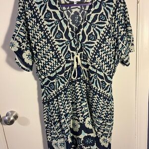 Omika cover up blue boho print dress
